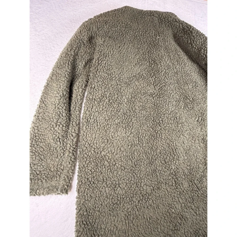 Toad&Co Coat Womens Medium‎ Green Wool Fleece Long Snap Front Sherpa Cozy